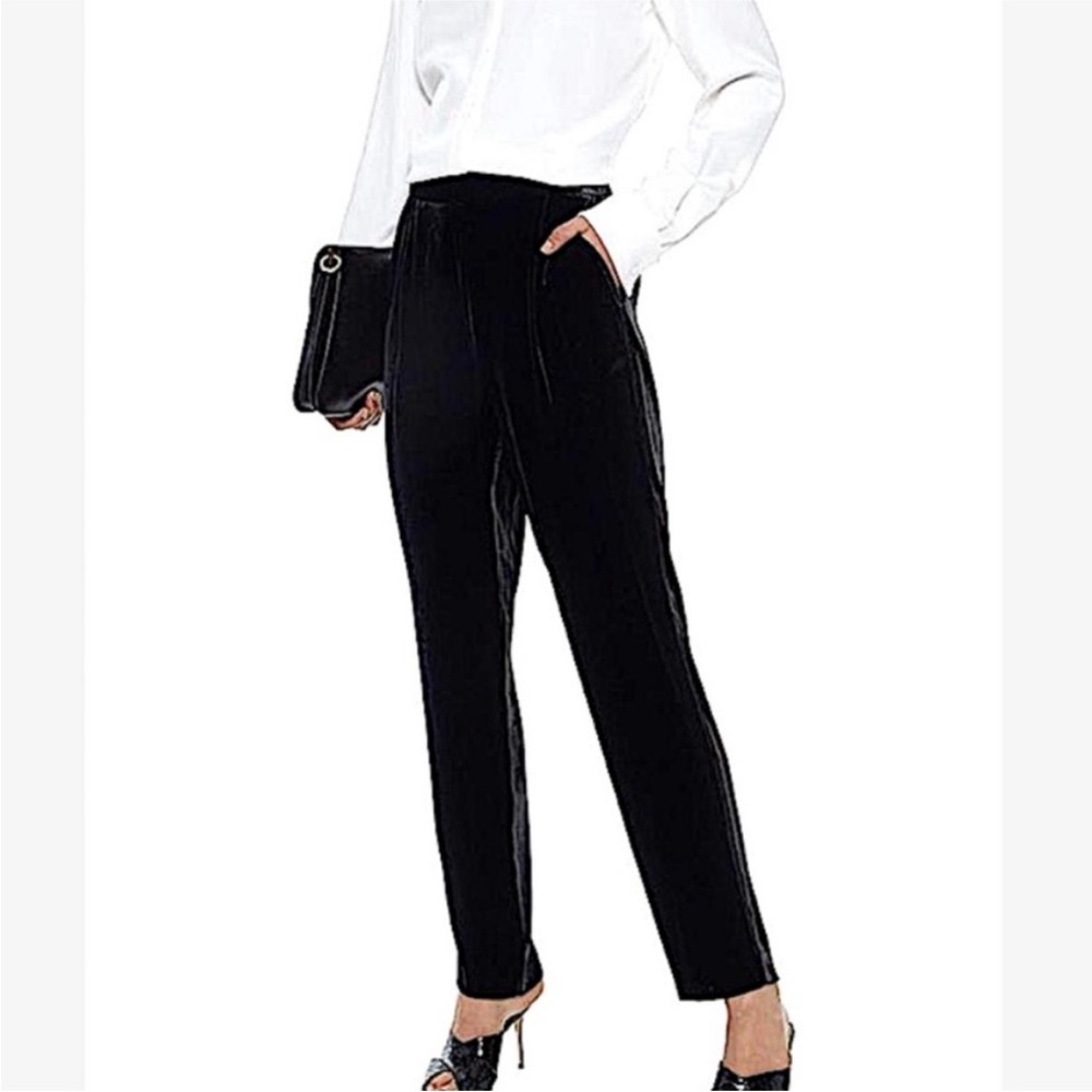 VINCE BLACK VELVET PULL-ON PANTS w/ Pockets Viscose Silk women’s M